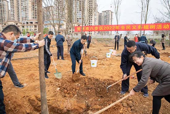 干部群眾義務(wù)植樹(shù)現(xiàn)場(chǎng)
