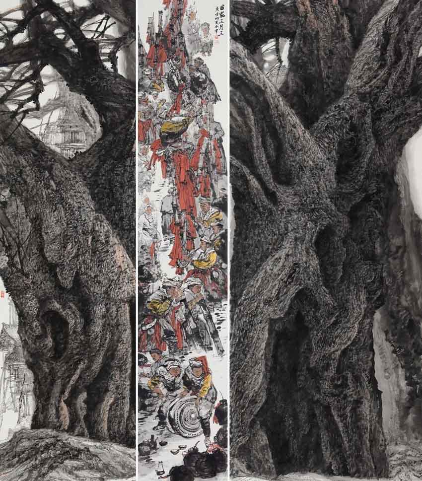 孔令宇創(chuàng)作系列《苗家三月三》國畫