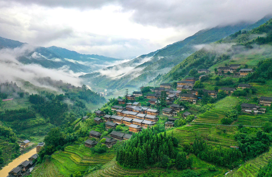 金江村依山而建的特色民宿。潘志祥攝