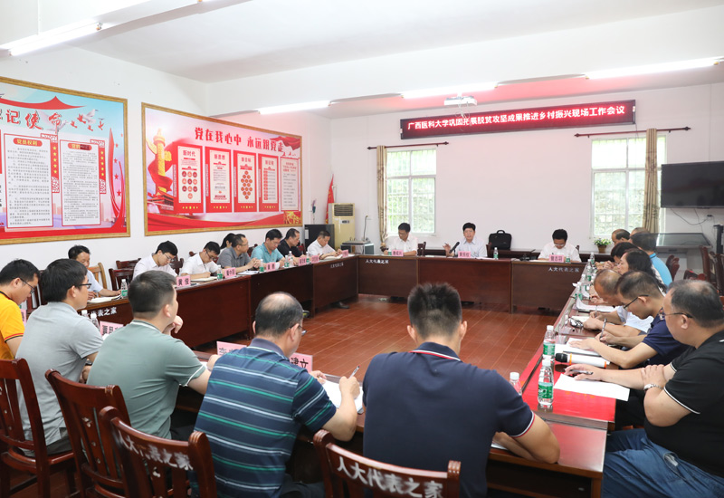 1.廣西醫(yī)科大學(xué)黨委書記黃照權(quán)在馬山縣里當(dāng)鄉(xiāng)召開鄉(xiāng)村振興現(xiàn)場工作會議。