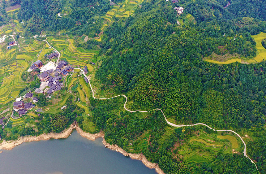 四榮鄉(xiāng)歸報村的田園風(fēng)光。