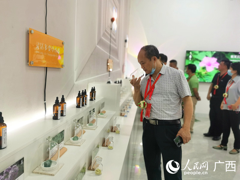 考察組在橫州市中華茉莉園—香香花園考察調(diào)研。人民網(wǎng) 付華周攝