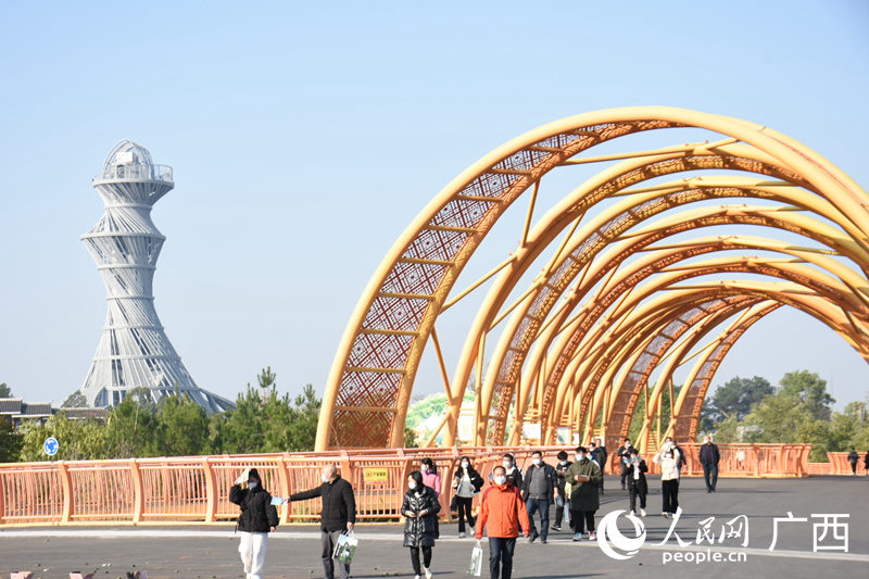 首批游客參觀(guān)河池園博園。人民網(wǎng) 王功孝攝