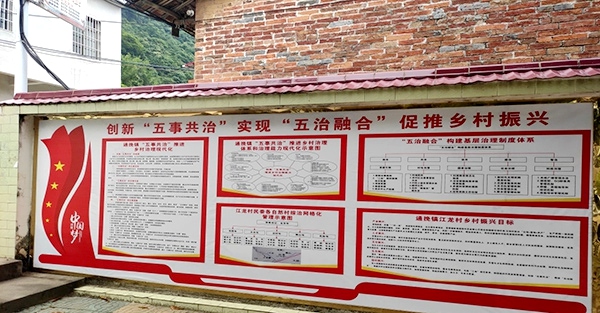 武宣縣通挽鎮(zhèn)“五事共治”宣傳欄。廣西農(nóng)業(yè)農(nóng)村廳供圖