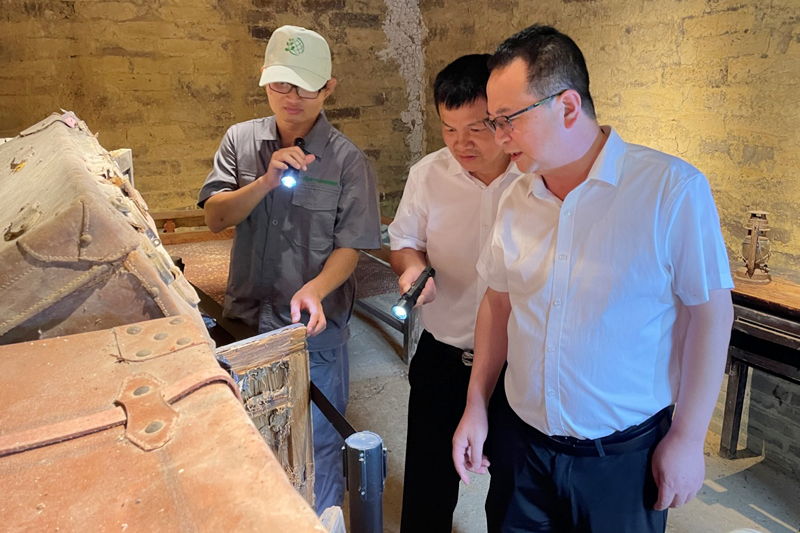 調(diào)研組檢查白蟻危害情況。