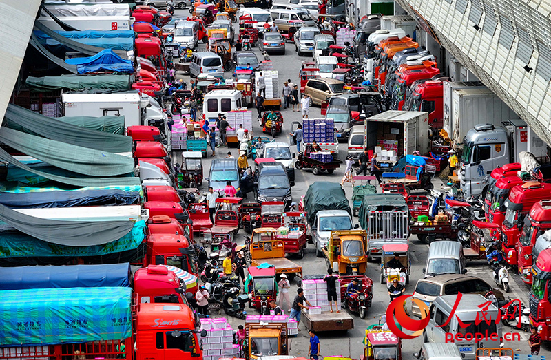 廣西南寧海吉星農(nóng)產(chǎn)品國際物流中心物流繁忙。人民網(wǎng) 雷琦竣攝