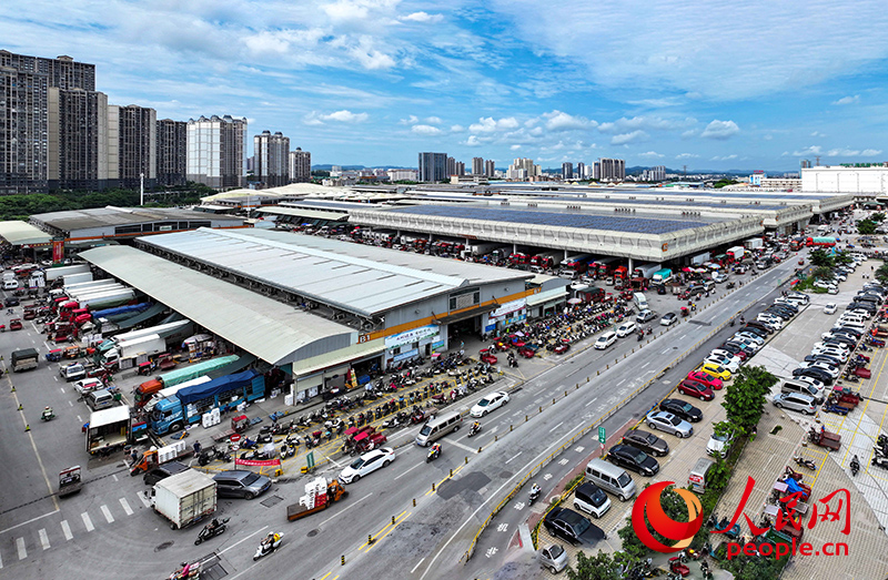 南寧市海吉星農(nóng)產(chǎn)品國際物流中心車水馬龍。人民網(wǎng) 雷琦竣攝