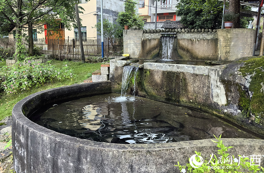 村民將山泉水引入養(yǎng)魚池中。人民網 付華周攝