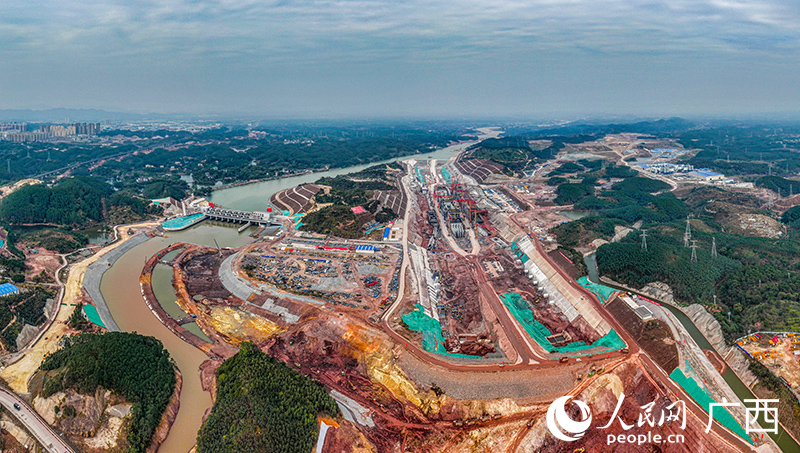 俯瞰平陸運(yùn)河青年樞紐建設(shè)現(xiàn)場。人民網(wǎng) 雷琦竣攝