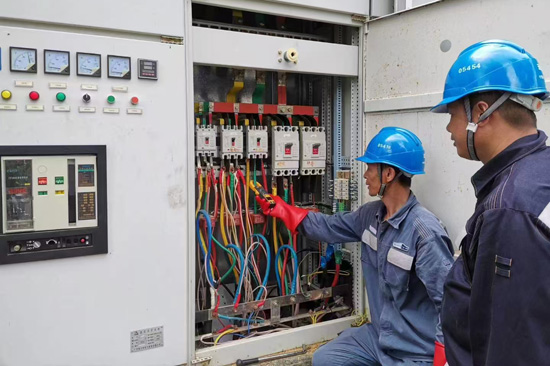 凌云縣供電公司工作人員在檢查線路