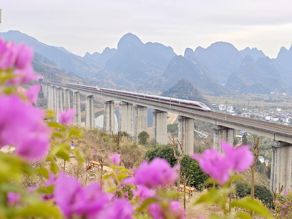 復(fù)興號駛過幸福源大橋。羅陸韜攝