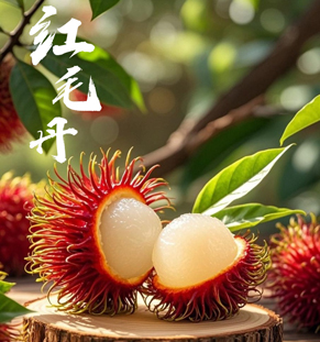紅毛丹紅毛丹主產(chǎn)于泰國、馬來西亞、印尼和菲律賓等東盟國家，其中泰國紅毛丹以果大味甜著稱。其果實呈圓形或橢圓形，外皮粗糙布滿紅色或黃色的柔軟毛刺，有著類似荔枝混合葡萄的香味，果肉晶瑩剔透，口感酸甜多汁。