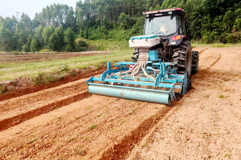 水稻旱直播機在作業(yè)。