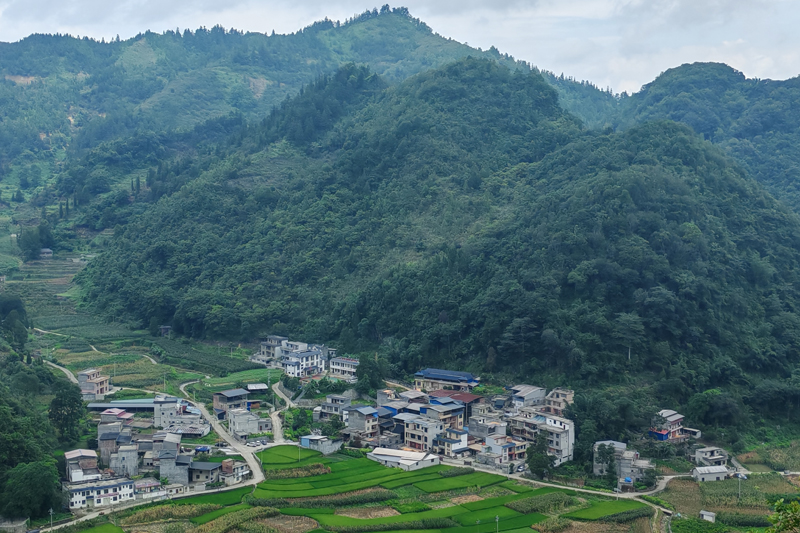 新洛村部所在地下洞屯，錯(cuò)落有致的山水人家。