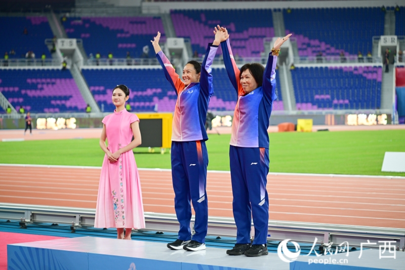 廣西短跑名將韋永麗勇奪女子100米銀牌，圓滿告別百米賽場。人民網 雷琦竣攝