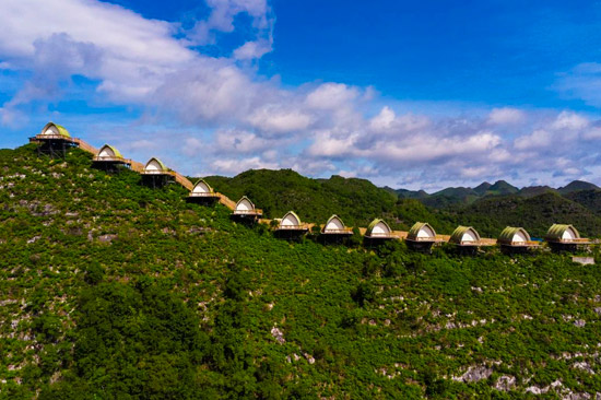 大石圍天坑1466帳篷營地。樂業(yè)縣委宣傳部供圖