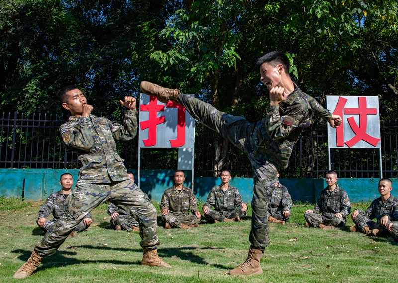 官兵進(jìn)行擒敵訓(xùn)練。趙天鈺攝