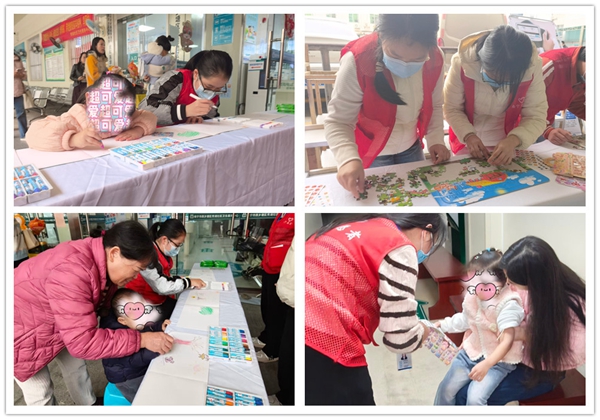 義工引導(dǎo)兒童進(jìn)行繪畫創(chuàng)作